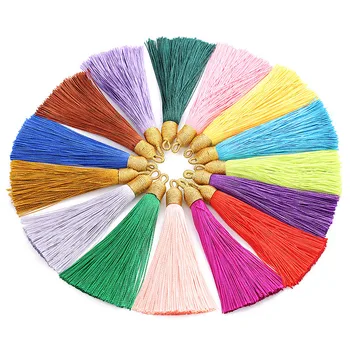 

10pcs/lot 85mm Long Polyester Tassel Brush Pendant Earrings Bohemian Style Silk Charms Knot Cotton Diy Tassels Jewelry Making