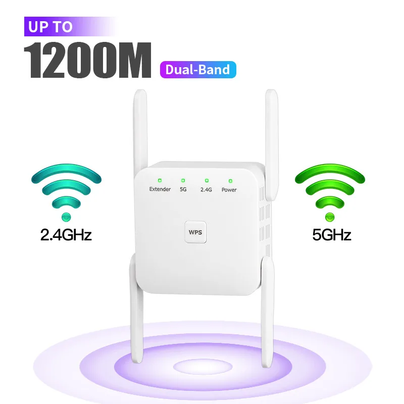 5Ghz Wireless WiFi Repeater WiFi Range Extender Router 1200Mbps Wi-Fi Internet Signal Amplifier Repeater 5G 2.4Ghz Wifi Booster