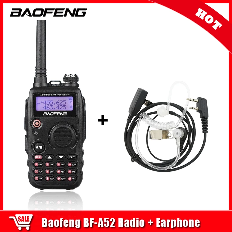 BaoFeng A52 Walkie Talkie 5W 1800mAh Dual Band CB Ham Portable Radio Pofung BF-A52 Original Two Way Radio BFA52 A-52 Transceiver 