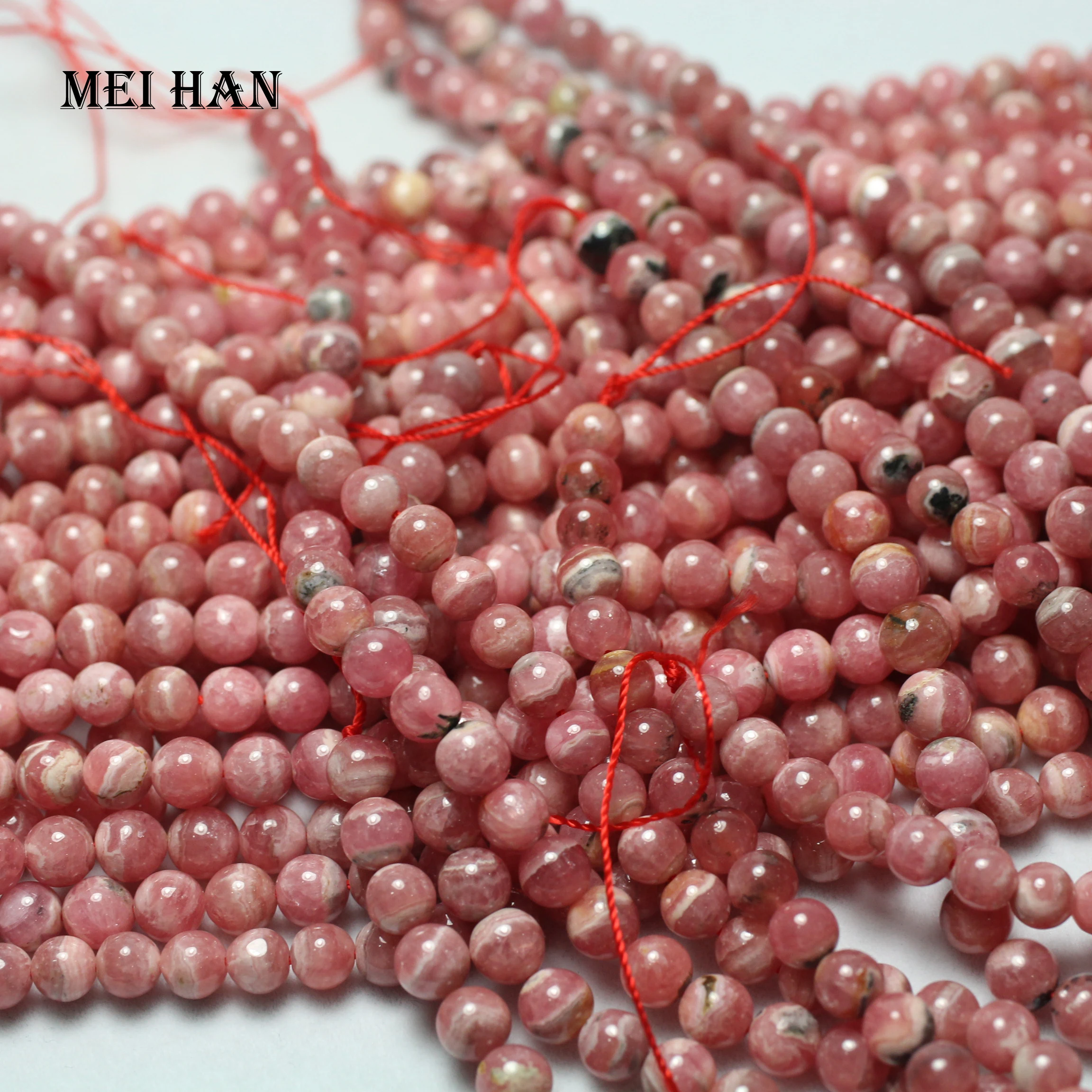 Meihan(1 прядь/набор) натуральный аргентинский Родохрозит 6-6,5 мм Гладкие Круглые бусины для ювелирных изделий