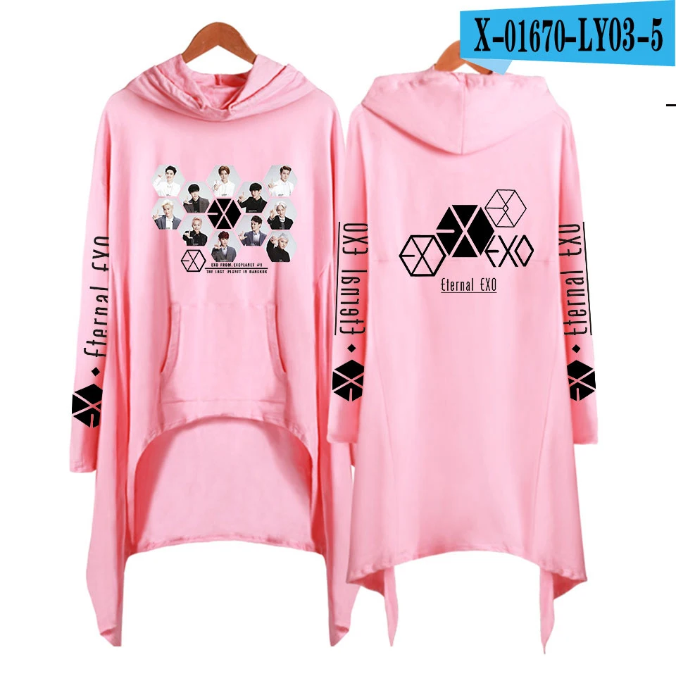 EXO Ablum Ulzzang толстовки Толстовка модная богемная Толстовка Женская длинная и свободная Женская Harajuku толстовки для девочек пуловеры - Цвет: pink