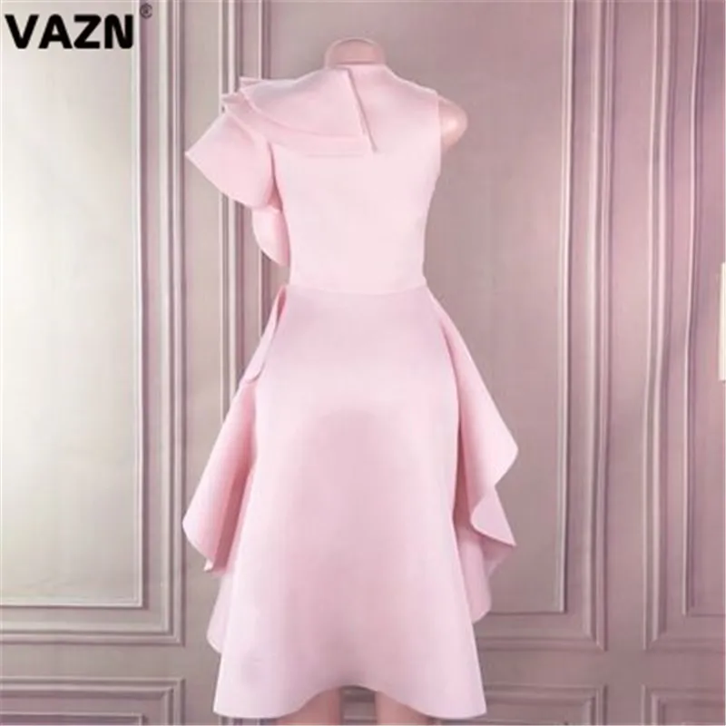 VAZN KEN81987, 2 цвета, сексуальные вечерние, юные, без пояса, высокая талия, круглый вырез, асимметричный рукав, высокая талия, женское платье миди