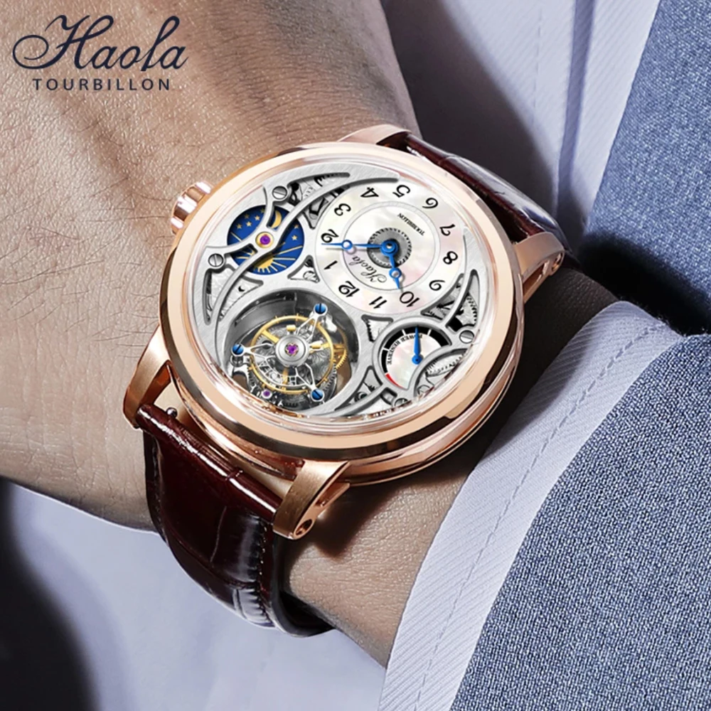 HAOFA 1939 Tourbillon Watch Skeleton Watch For Men Small Arabic Numbers