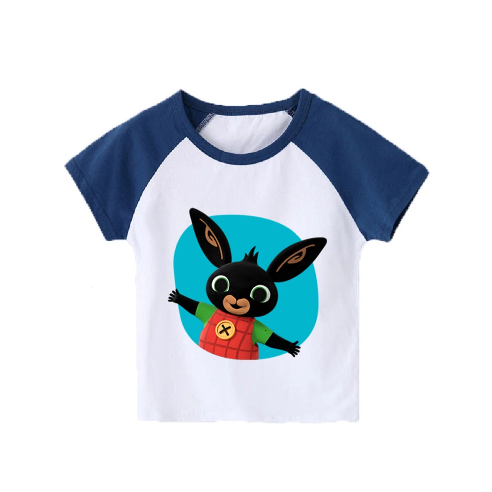 Bing Rabbit/От 2 до 12 лет футболка с короткими рукавами для мальчиков и девочек детские топы с круглым вырезом, Детская футболка с рисунком одежда для малышей - Цвет: as picture