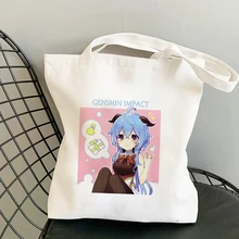 

Women Canvas Handbag Game Genshin Impact Anime Tote Bag Shopper Bags Shopping Bag Shoulder Bag Large Capacity Reusable Eco Bags