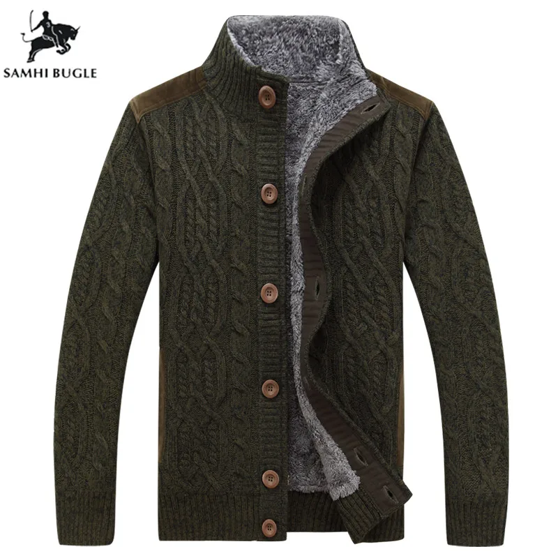 

Mens Sweaters for 2019 Winter Warm Thick Velvet Sweatercoat Single-breasted Casual Cardigan Men Sweaters Pattern Knitwear 3XL