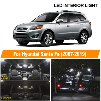 

White Car Bulbs Interior LED Light Map Dome License Lamp Kit For Hyundai Santa Fe 2007 2008 2009 2010 2011 2012-2017 2018 2019