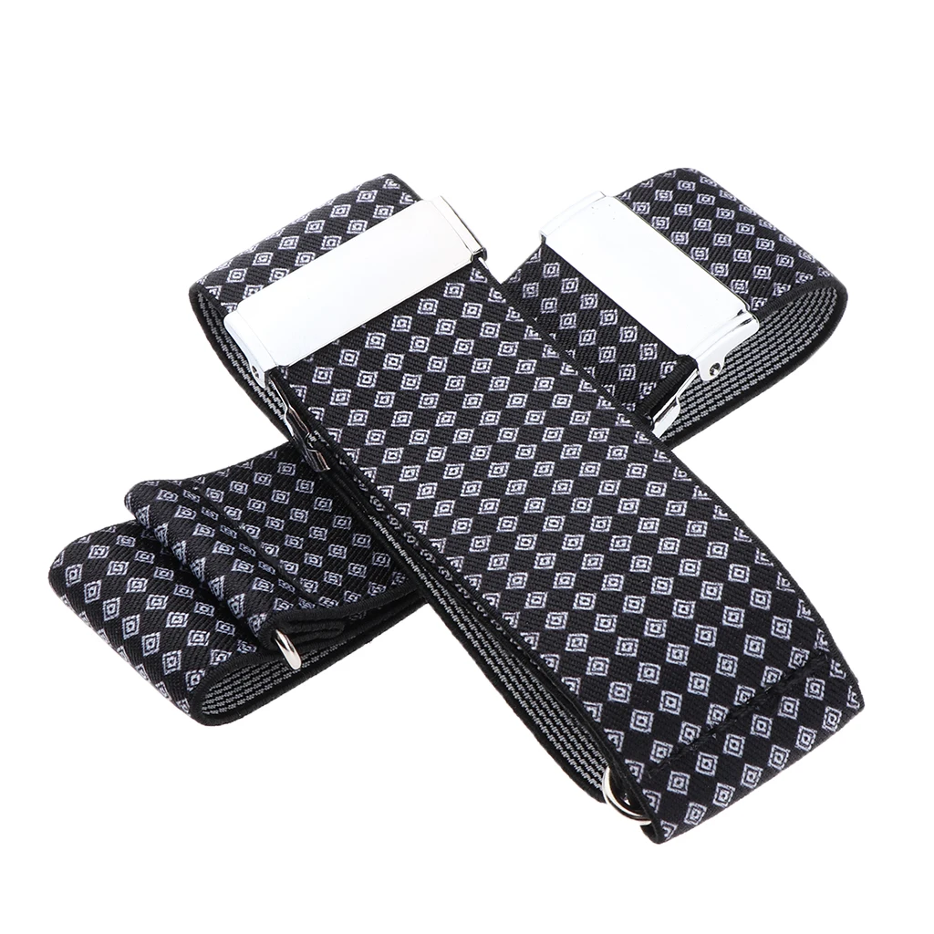 Mens Shirt Adjustable Armband Sleeve Garter Bartender Cuff Holder Sleeve Print Armband Elastic Cuff Holder Strong Metal Clip