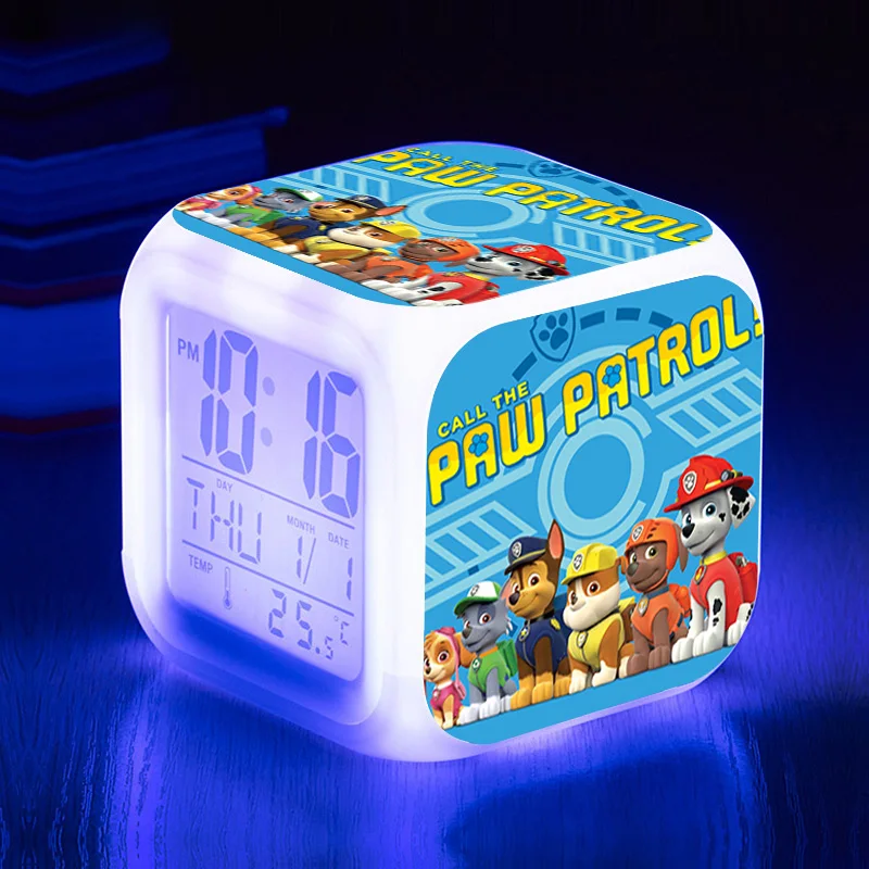 Paw Patrol светодиодный аниме Рисунок мультфильм будильник Patrulla Canina Ryder фигурки детский будильник подарки на день рождения 7D08