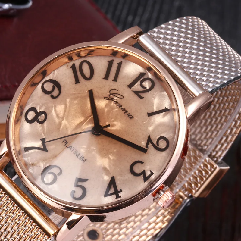 Женские сетчатые часы на ремешке простые кварцевые для мужчин и женщин корпус