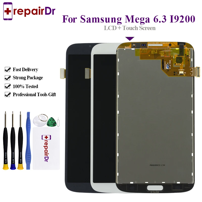 100% протестированный для SAMSUNG Galaxy Mega 6 3 i9200 i9205 ЖК-дисплей сенсорный экран