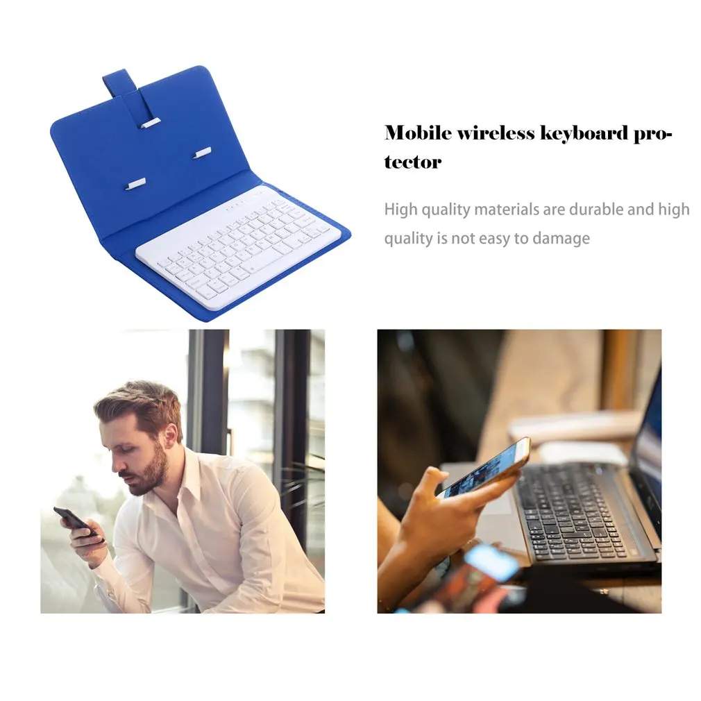 Беспроводная Bluetooth клавиатура для планшета из искусственной кожи чехол-подставка для 4,"-6,8" мобильного телефона для IOS Android Windows