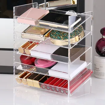 

Acrylic Clear Lipstick Display Case Perfume Stand Cosmetics Organizer Display Desk Saving Space Makeup Storage Box