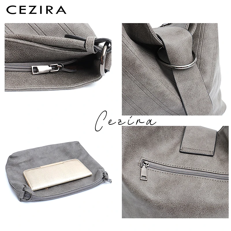 CEZIRA, брендовая дизайнерская женская сумка, модная, из Веганской кожи, Хобо, Большая вместительная сумка на плечо, сумка-вкладыш, Женская Повседневная Сумочка через плечо