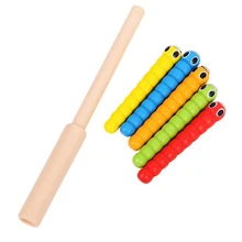 Wooden Strawberry Magnetic Bug Catching Game Educational Toddler Toy 5 Worms 1 Trematode Stick Grasping Bug Game Accessories