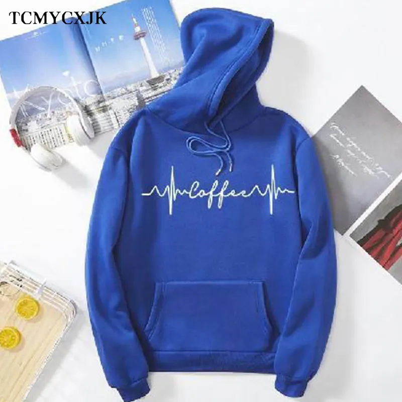 

2020 Autumn Lovers Hoody Sweatshirt Women Coat Print Electrocardiogram Hoodie Streetwear Couples Hoodies Sweatshirts Seven Color
