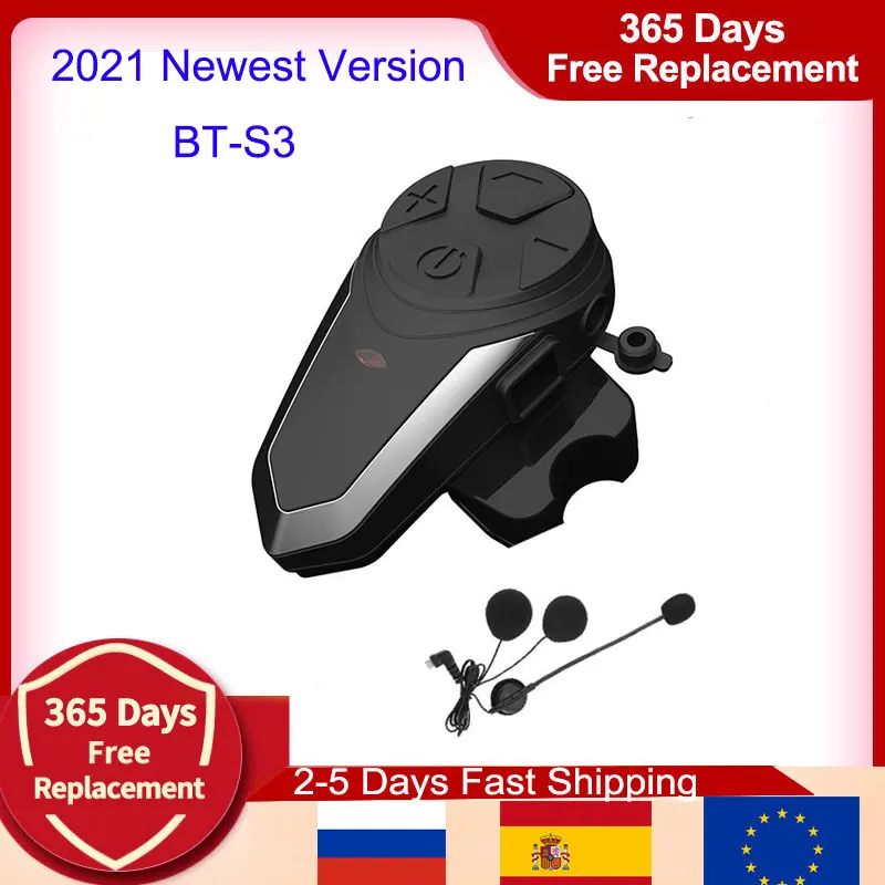 Bluetooth-интерком для шлема BT-S3 IPX7 Водонепроницаемый BT 3 0 с FM-радио! 1000m гарнитура