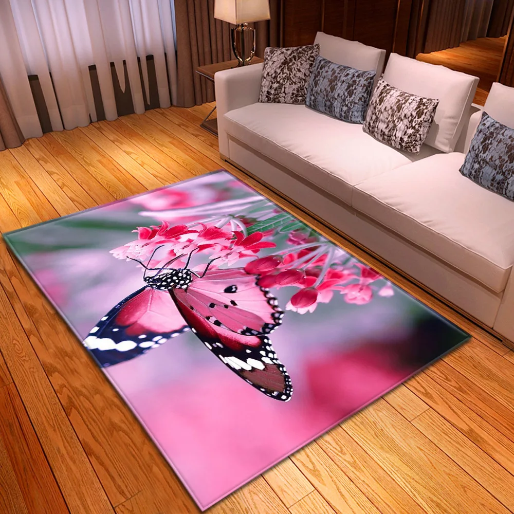 8 видов стилей 3D ковер с принтом бабочки, Мультяшные детские ковры для спальни, коврики для игр, мягкие фланелевые большие ковры из пены с эффектом памяти для гостиной - Цвет: 1