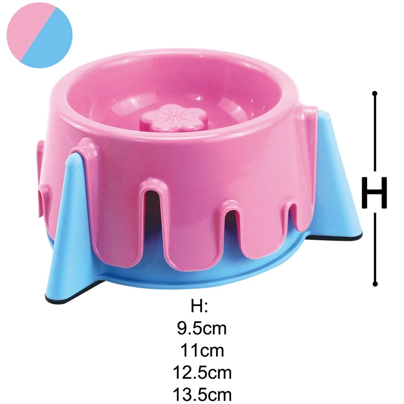 Медленная кормушка для домашних животных, регулируемая высота, милая форма торта, прочная многофункциональная миска 2 в 1, 5 видов по высоте, двойная миска для домашних животных