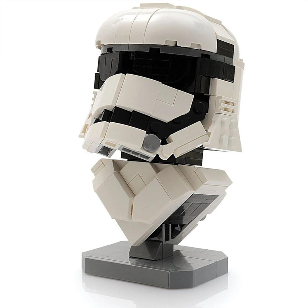 MOC Space Wars Trooper Bust Samurai Helmet Building Blocks Kit Warrior Model Collection Bricks Toys For Children Birthday Gifts | Игрушки и