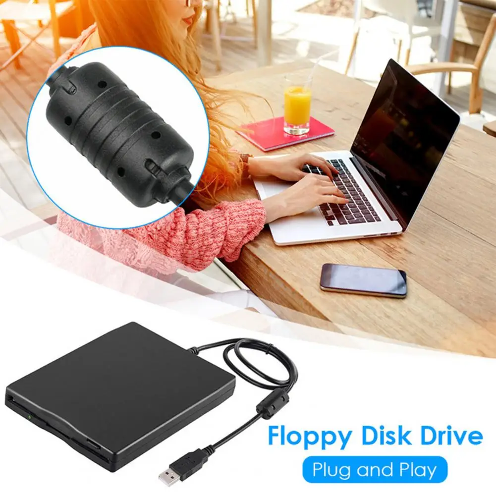 Lecteur de disquette USB 3,5 pouces Usb Externe Floppy Disk Drive Portable  1,44 Mb Usb Drive Plug et pour PC, etc(1pc, noir)