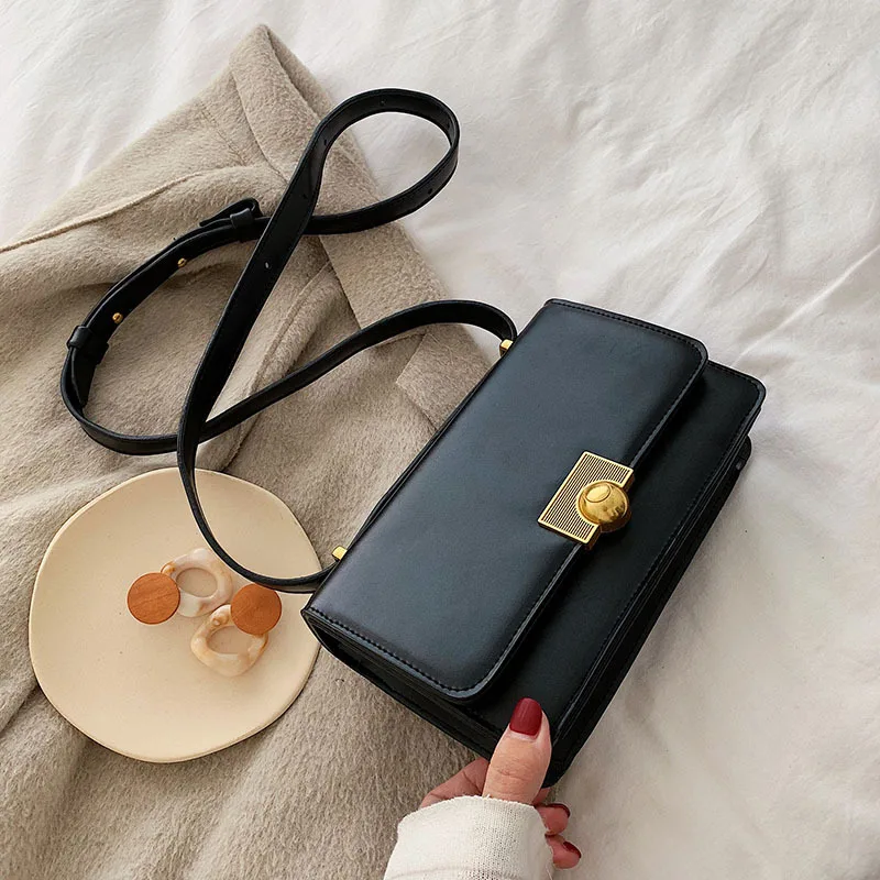 

Summer Simple Large Elegant Bag Hong Kong Style Retro Crossbody Bag INS Large-Volume Western Style bai da xiao Square Bag
