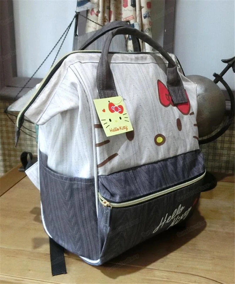 HELLO KITTY модный мультяшный рюкзак многофункциональная Большая вместительная сумка для мам рюкзак для путешествий рубашечная ткань HK-TT065