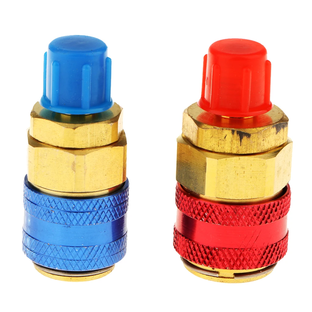 2 Pieces Car A/C R134a System High Low Quick Couplers Connectors Adapter