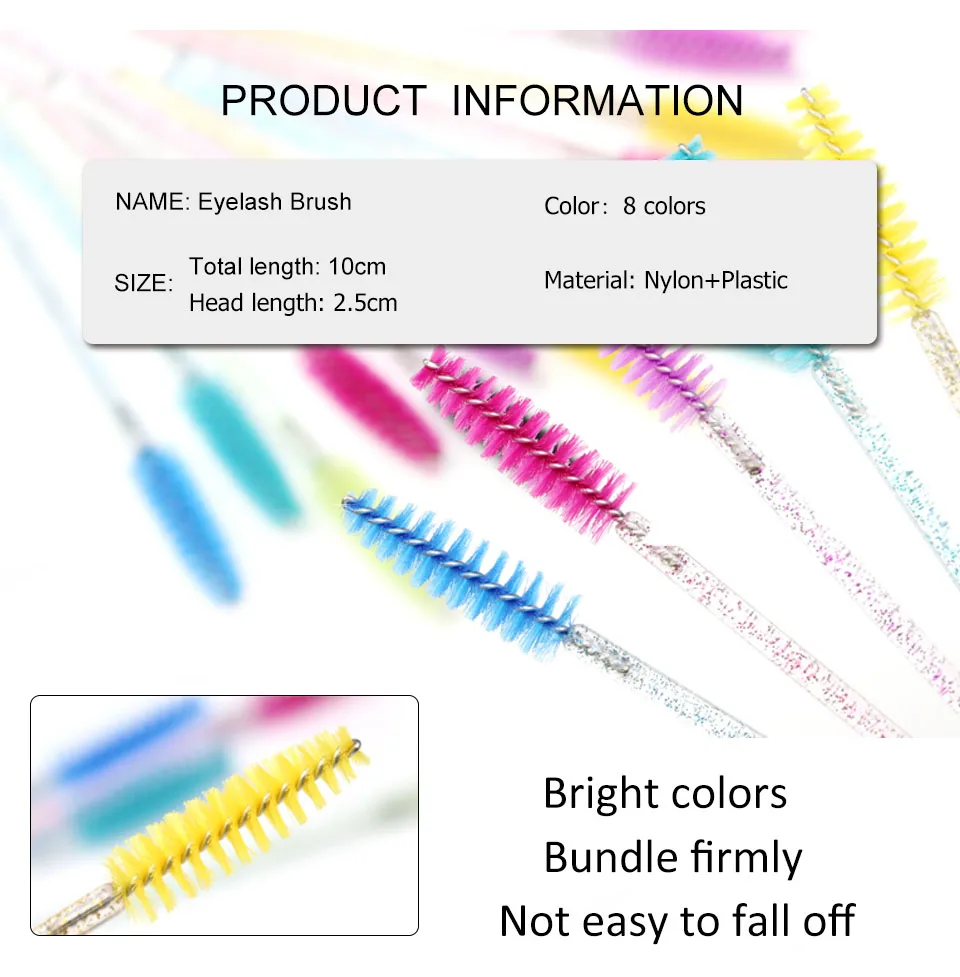 50 stücke Kristall Einweg Wimpern Pinsel Applikator Zauberstäbe Curler Mascara Augenbraue Make-Up Werkzeuge Spooler Kamm Zauberstäbe Spoolies Pinsel – Detail 2