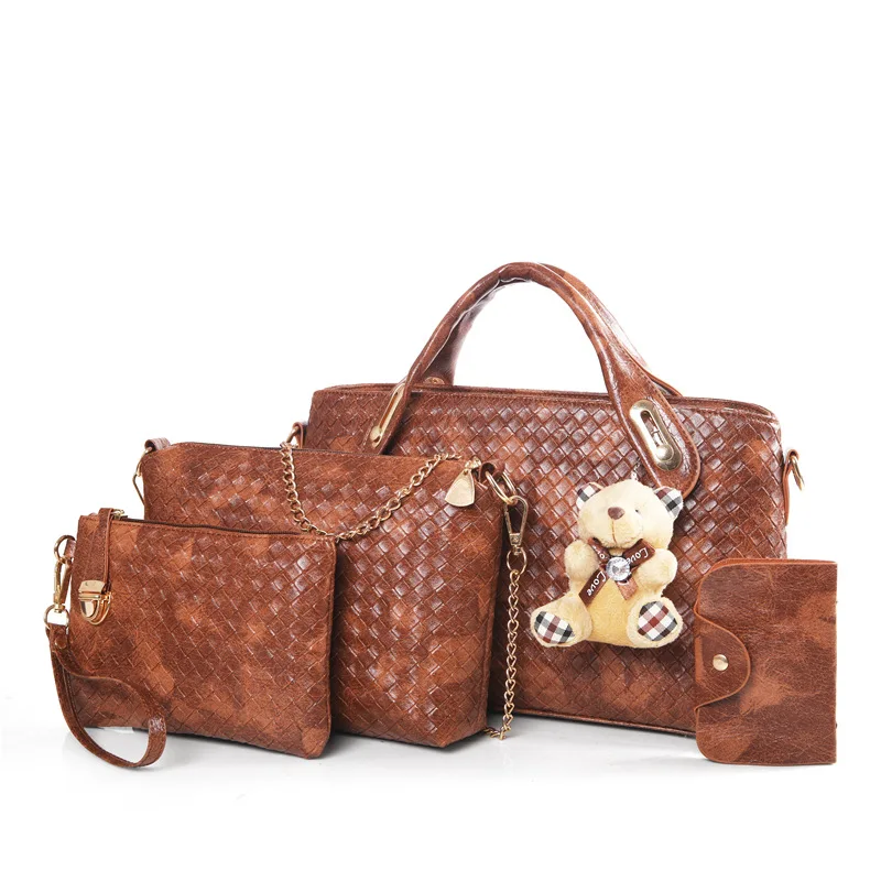 

2019 New Style Fashion Europe And America WOMEN'S Bag Hand Weaving Four-piece Set Different Size Bags Shoulder Bag