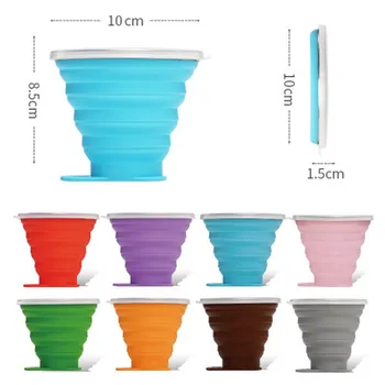 

270ML Travel Cup Stainless Steel Silicone Retractable Folding cups Telescopic Collapsible Coffee Cups Outdoor Sport Water Cup