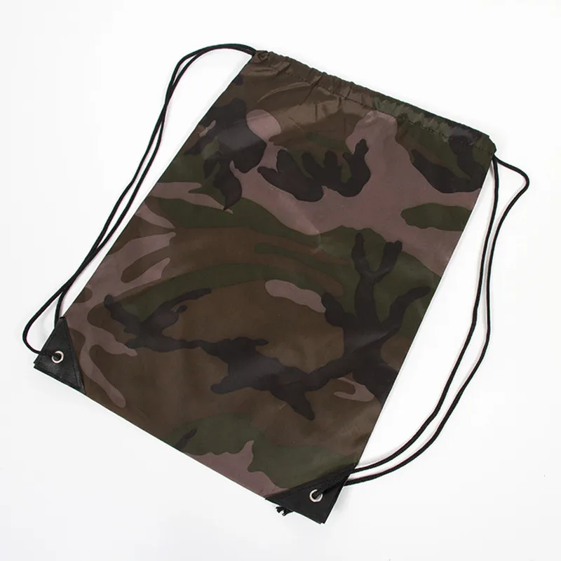 Bolsa Oxford de camuflaje con cordón para hombre y mujer, bolsa con estampado 3D Unisex, almacenamiento de viaje, mochila con cordón ajustable