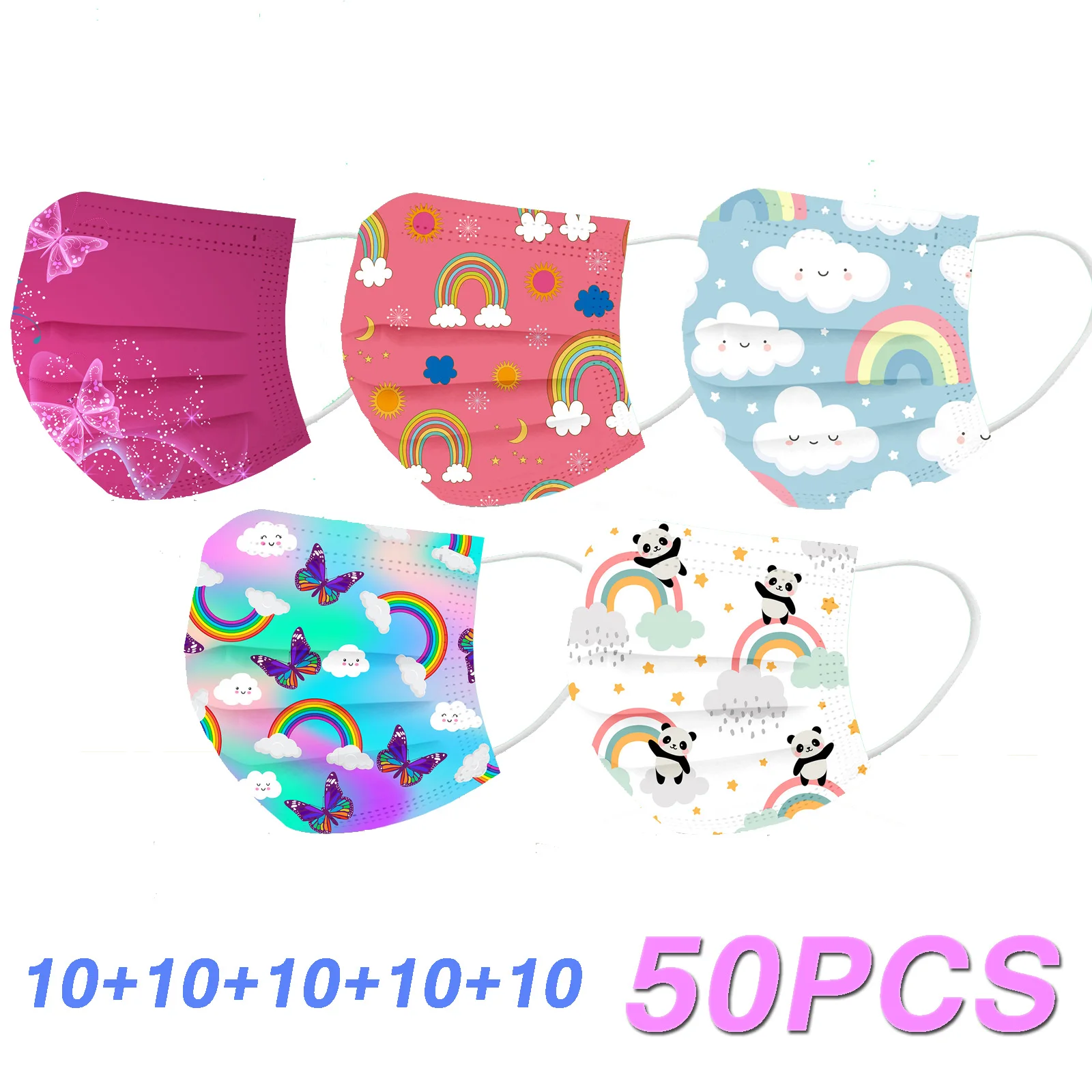 50 шт. одноразовые рождественские маски унисекс с принтом для детей 3-слойные