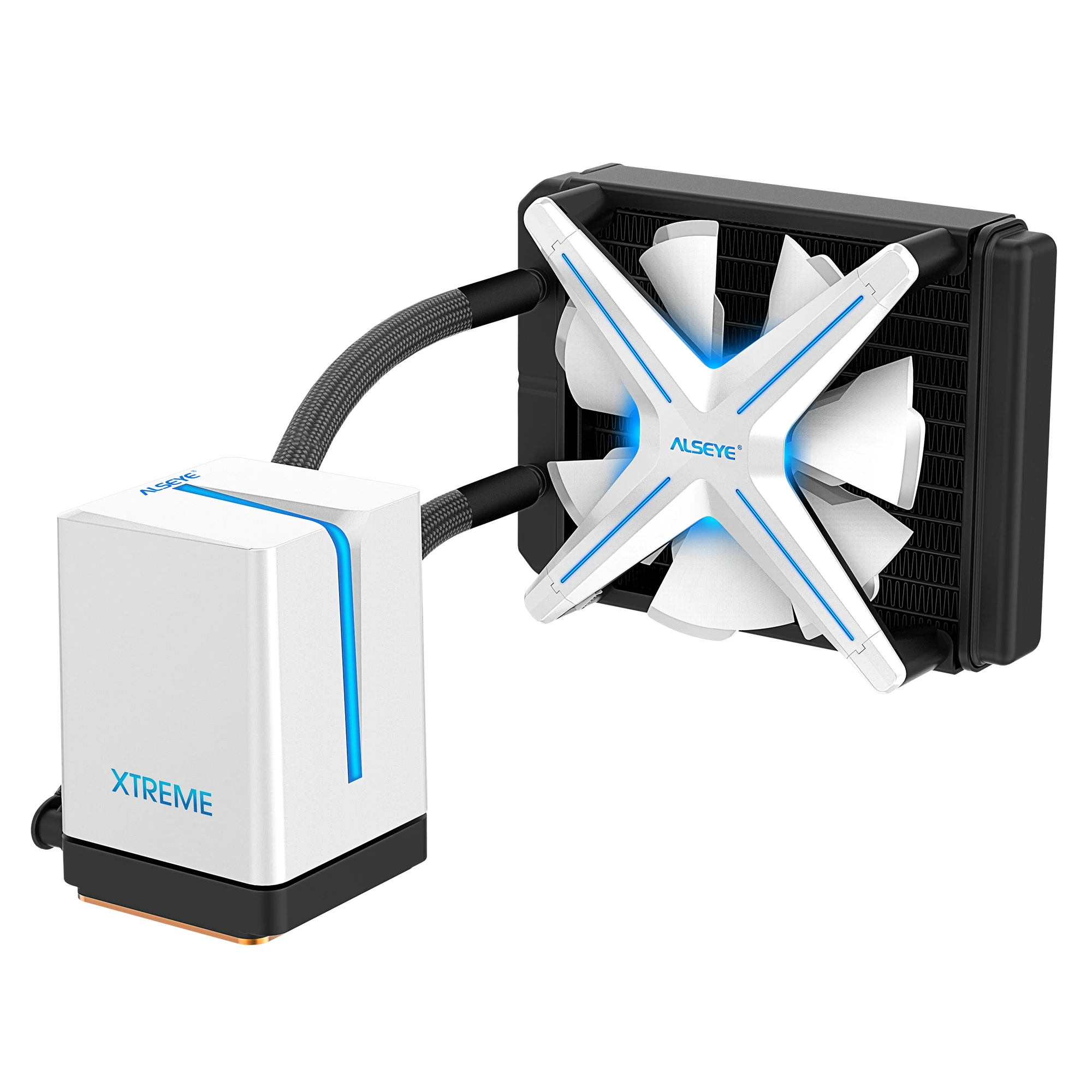 ALSEYE XTREME серии AIO жидкостный охладитель X120 Регулируемый RGB Освещение для LGA 775/115x/1366/2011/AM2/AM3/AM4 - Цвет лезвия: Белый