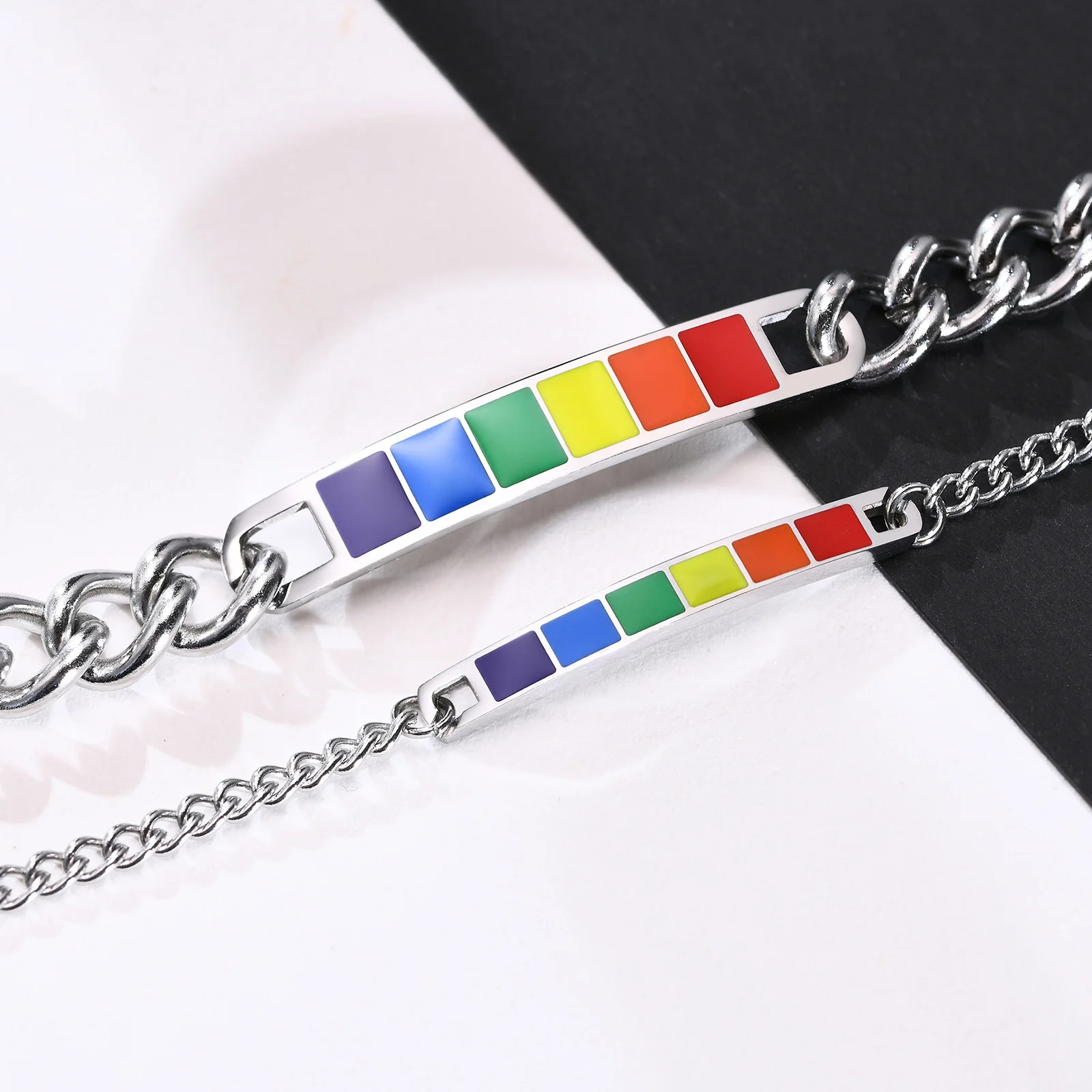 Adult Rainbow Chain Link Silicone Bracelets Wholesale, Gay Pride