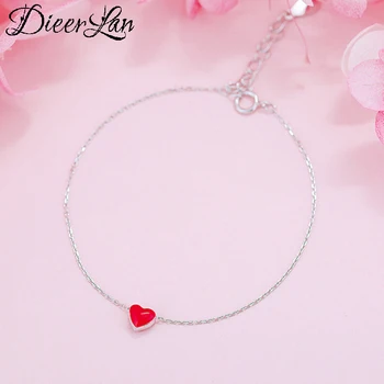 

Punk Vintage 925 Sterling Silver Red Love Heart Bracelets for Women New Link Chains Bracelet Wholesale