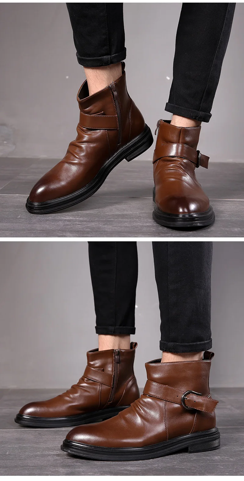 Осенне-зимние ботинки; мужские ботинки челси; мужская повседневная обувь; кожаные мужские Ботильоны; Мужская обувь черного цвета; A1789