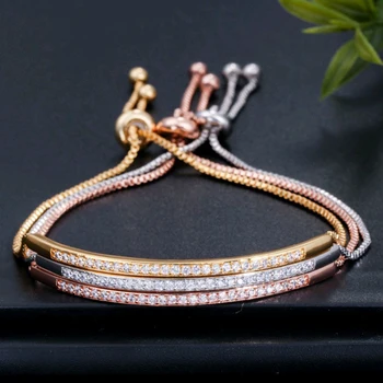 

Adjustable Bracelet Bangle For Women Captivate Bar Slider Brilliant Rose Gold Color Girls Gifts Jewelry Accessories New Fashion
