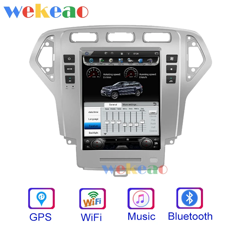 Wekeao вертикальный экран Tesla style 10,4 ''1 Din Android 8,1 автомобильный Dvd мультимедийный плеер Авто gps навигация для FORD Mondeo wifi