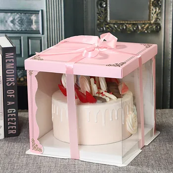 

32*32cm Transparent Round Cake Box New Clear Round Pattern Transparent Gift Flower Cake Box ŠTvorcový Koláč Lego Exhibition Box