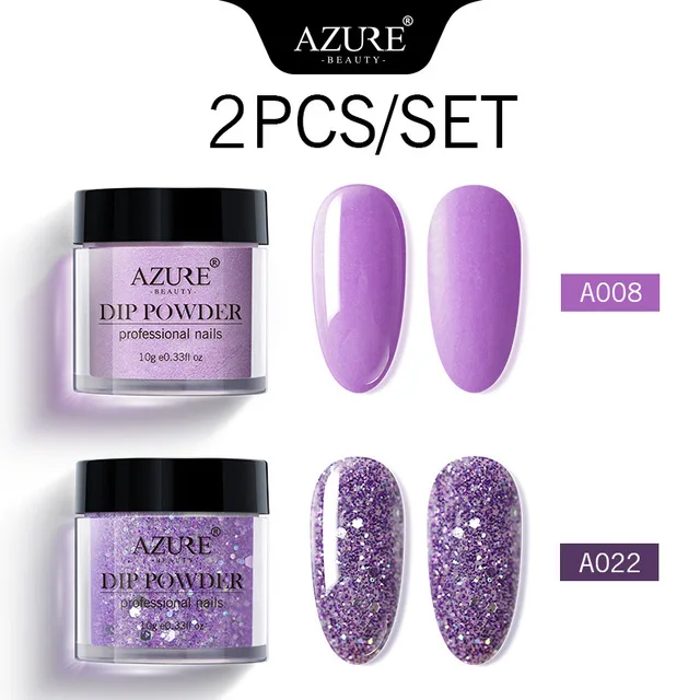 Azure beauty 2 шт./лот погружающийся порошок для нейл-арта блестящий порошок Блестящий Сияющий погружающийся порошок верхний гель Базовое покрытие натуральный сухой порошок для ногтей - Цвет: 8