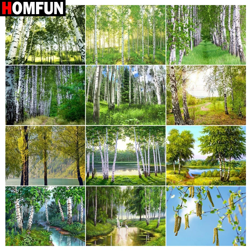 Алмазная 5D картина HOMFUN Озеро дерево небо вышивка из смолы сделай сам крестиком