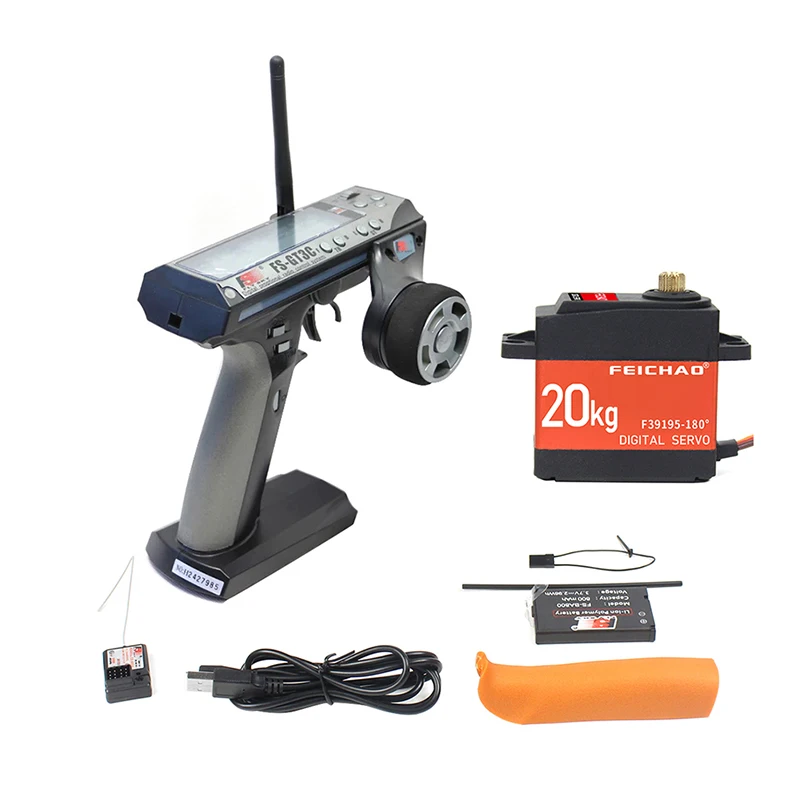 GT3C FS-GT3C 2.4GHz 3CH Transmitter w/ Battery GR3E Receiver 20KG 180/270 Degree Digital Servo 25T Arm For RC Cars Boat | Игрушки и
