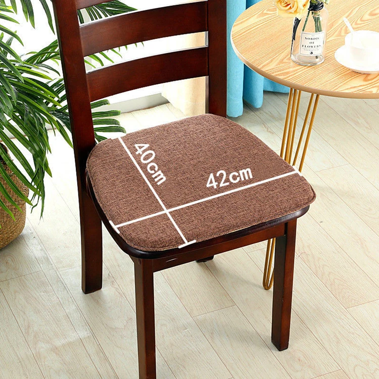 8 Color Linen Four Seasons Universal Dining Chair Cushion Chinese Thicken Non-slip Horseshoe Shape Pad Home Restaurant Chair Mat