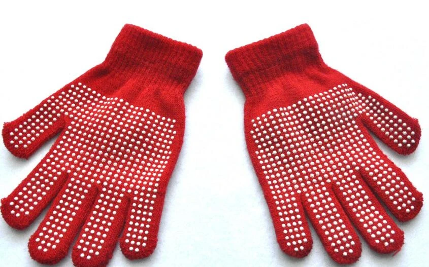 Однотонные вязаные перчатки для детей; зимние уличные перчатки в горошек с офсетным принтом; нескользящие теплые варежки; От 5 до 15 лет студентов