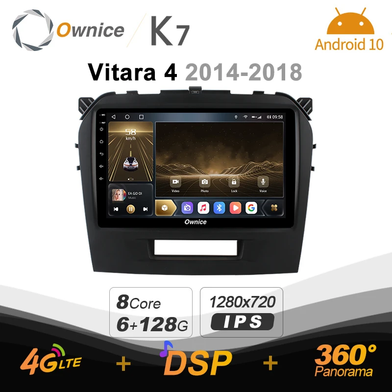 Автомагнитола Ownice K7 на Android 10 0 для Suzuki Vitara 4 2014 - 2018 с поддержкой фронтальной камеры