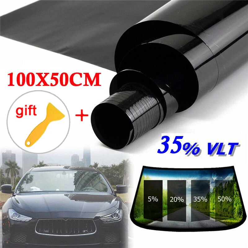 Наклейка+ скребок Профессиональный 99% УФ автомобильный антибликовый рулон анти-выцветание против царапин 100x50 см стекло автомобиля