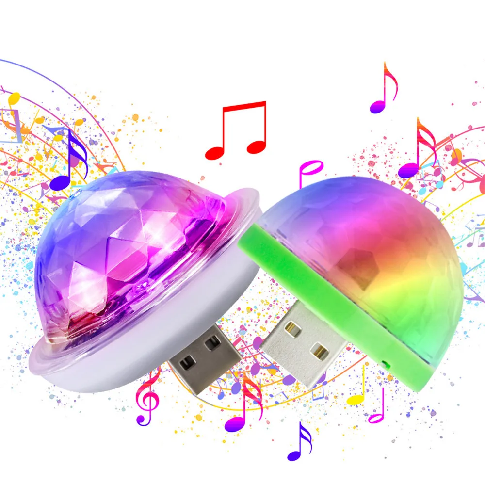 Мини USB звук вечерние освещение дискотечное освещение 4 Вт RGB магический хрустальный шар сценический свет эффект для рождества KTV свадебная
