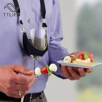 

1PC Strap Wine Sling Yoke Glass Holder Support Neck Strap for Birthday Cocktail Party Bar Tools Portable Black Wine Glass Holder