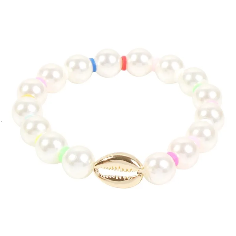 pearls Boho Shell Браслеты талисманы браслет гранулы натяжения Элегантный Модный Имитация Браслет жемчуга Красочные наручные ювелирные изделия - Окраска металла: pearls